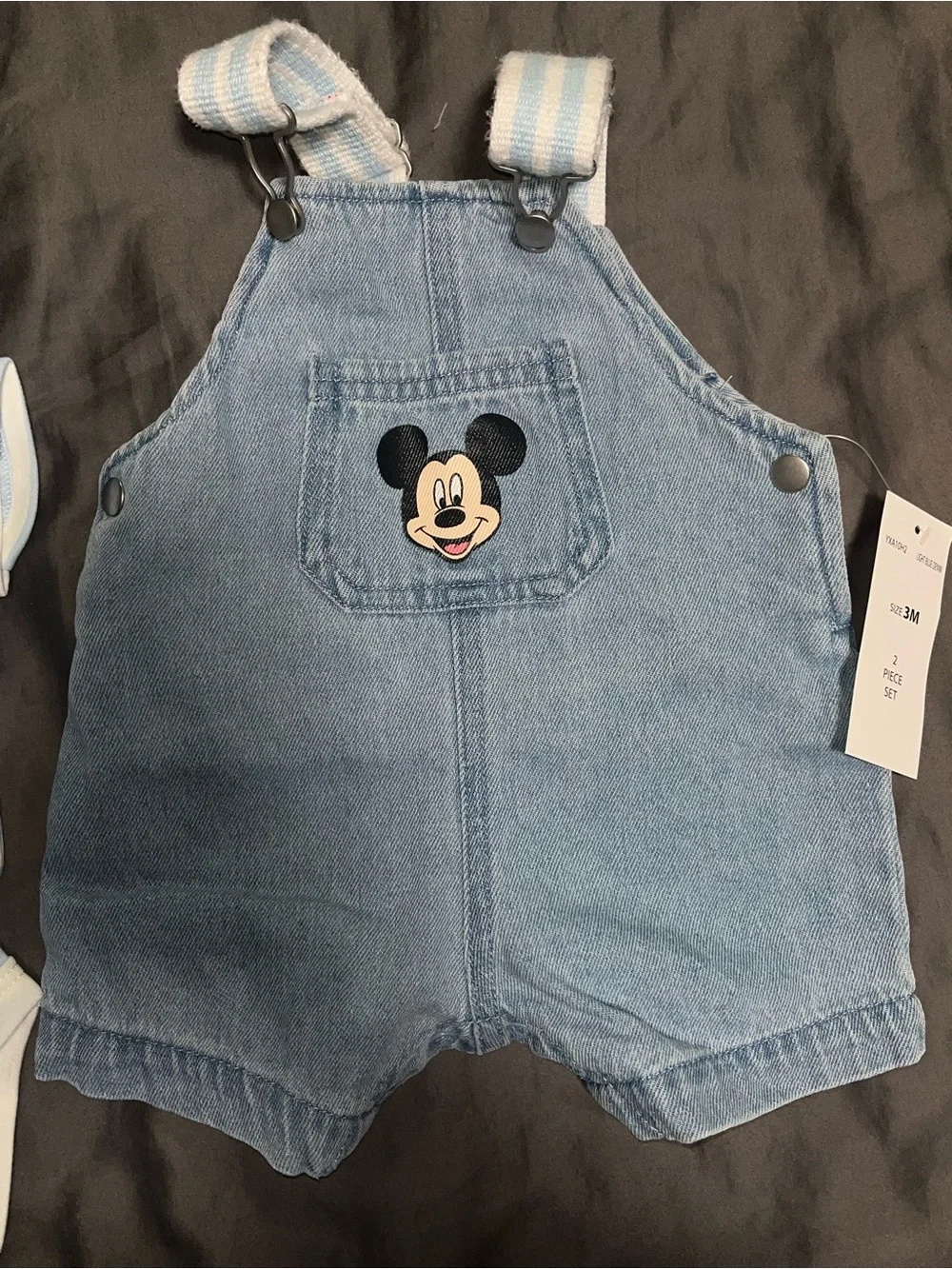 Disney Baby Boys' Mickey Mouse Bodysuit & Denim Shortall, 2-Piece Set